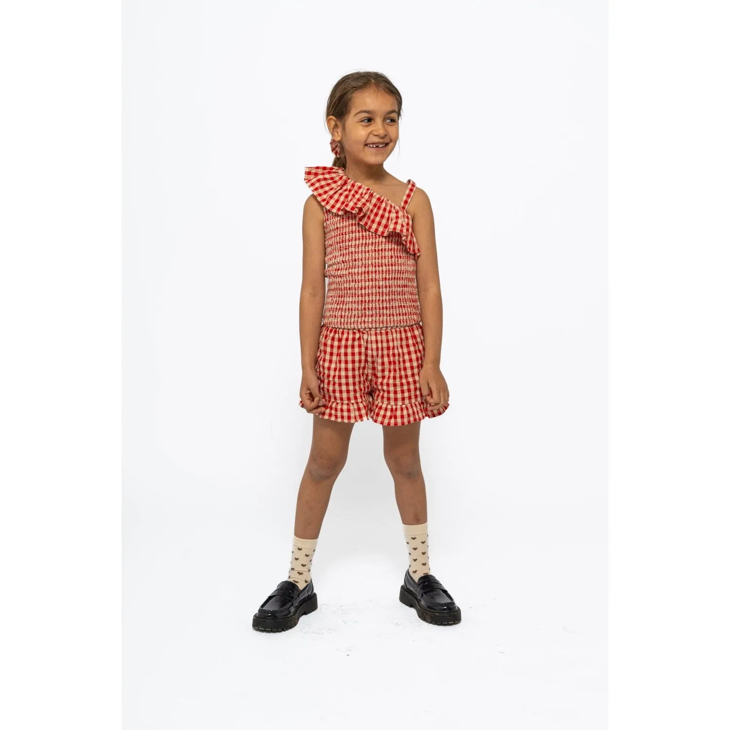 The New Poppy Red Check Nally Short Top