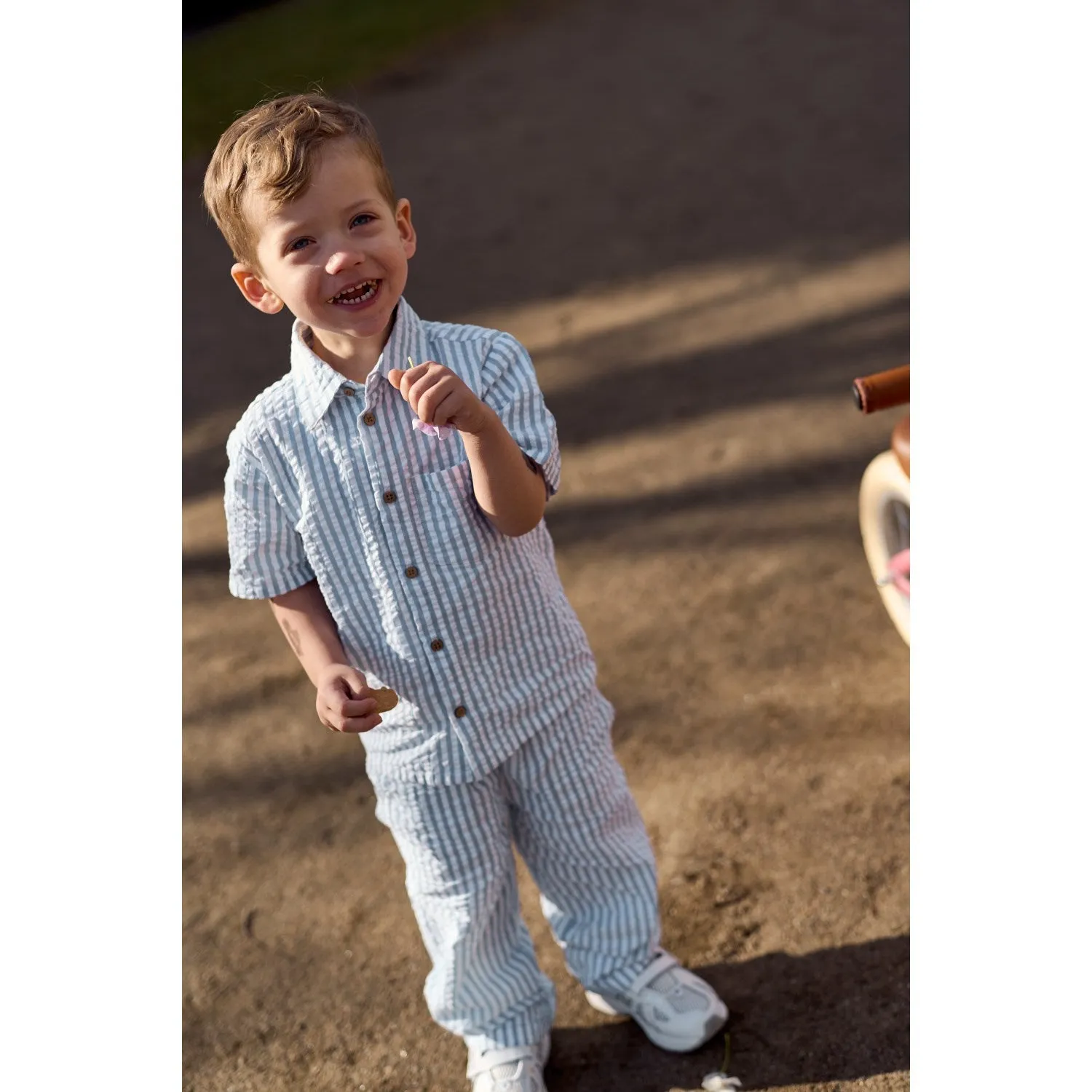 THE NEW Siblings X Luksusbaby Blue Fog Striped Ojo Shirt