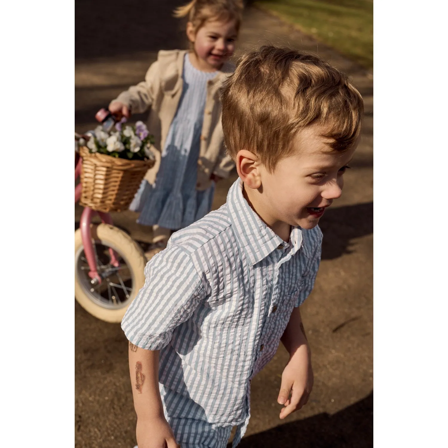 THE NEW Siblings X Luksusbaby Blue Fog Striped Ojo Shirt