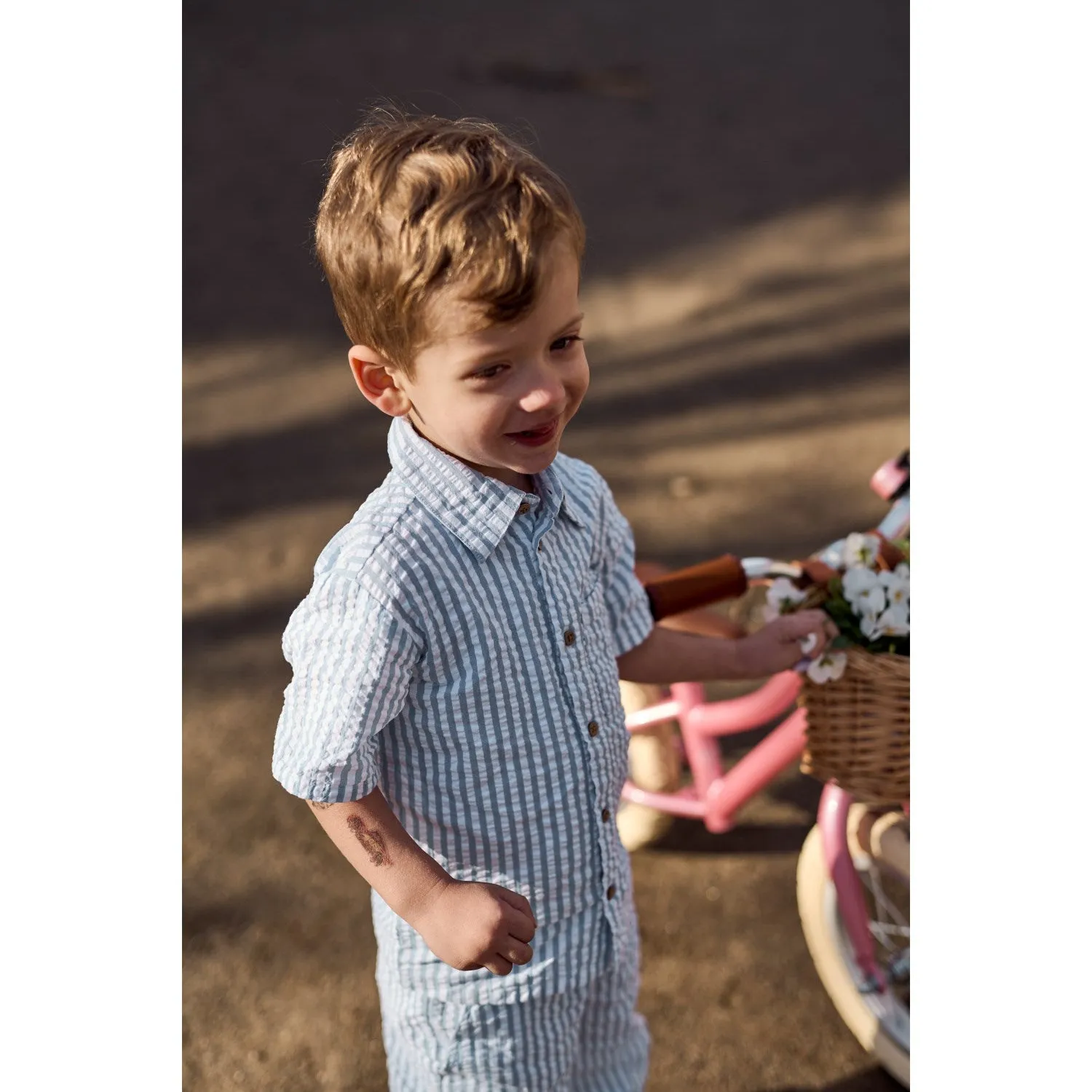 THE NEW Siblings X Luksusbaby Blue Fog Striped Ojo Shirt