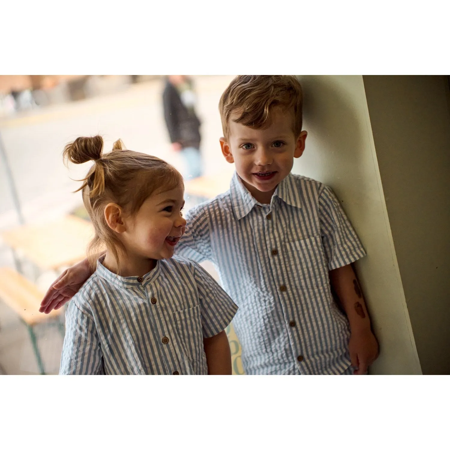 THE NEW Siblings X Luksusbaby Blue Fog Striped Ojo Shirt