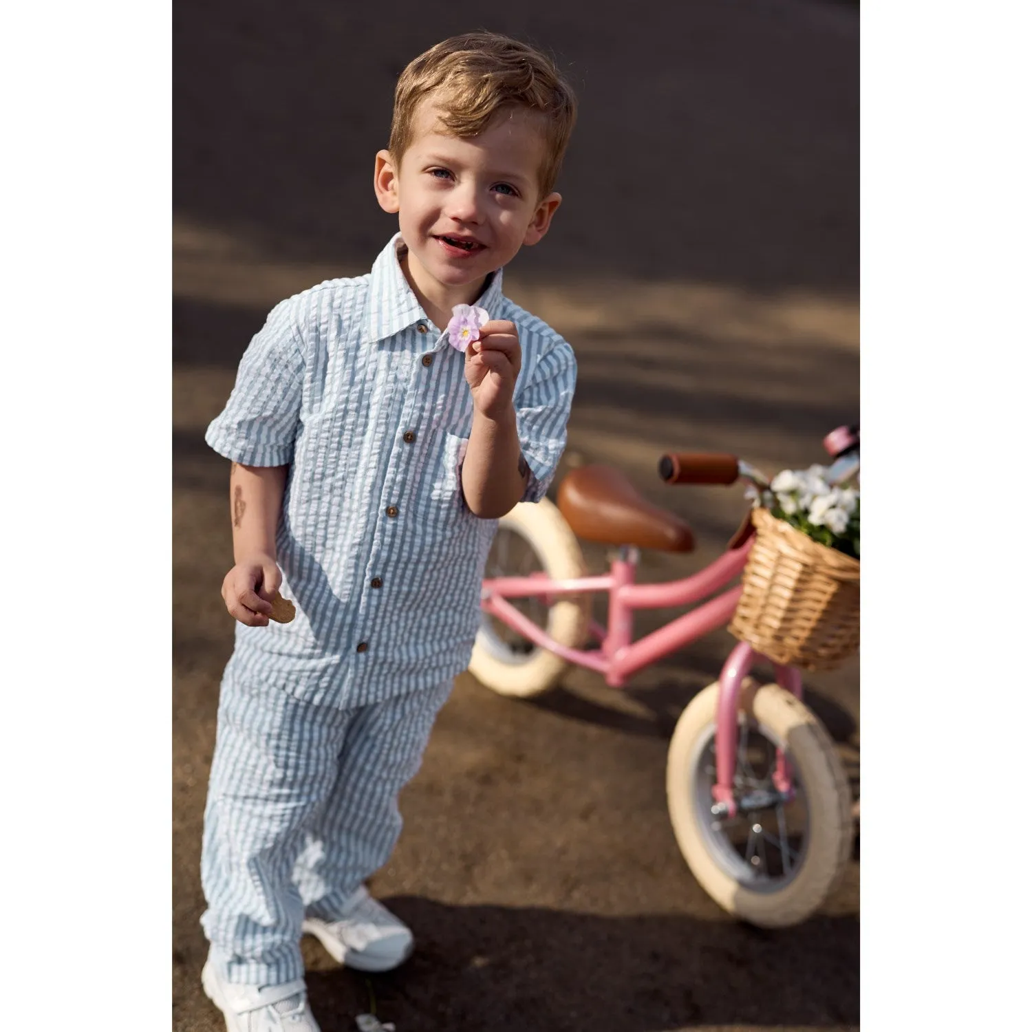 THE NEW Siblings X Luksusbaby Blue Fog Striped Ojo Shirt