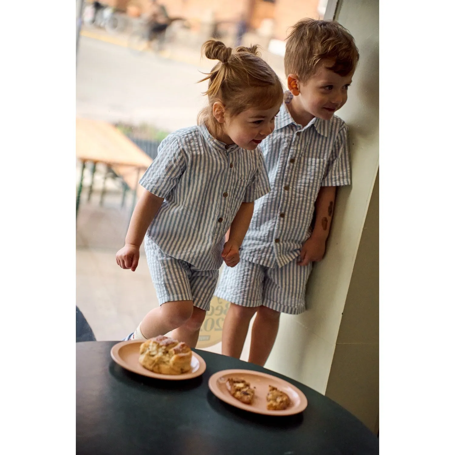 THE NEW Siblings X Luksusbaby Blue Fog Striped Ojo Shirt