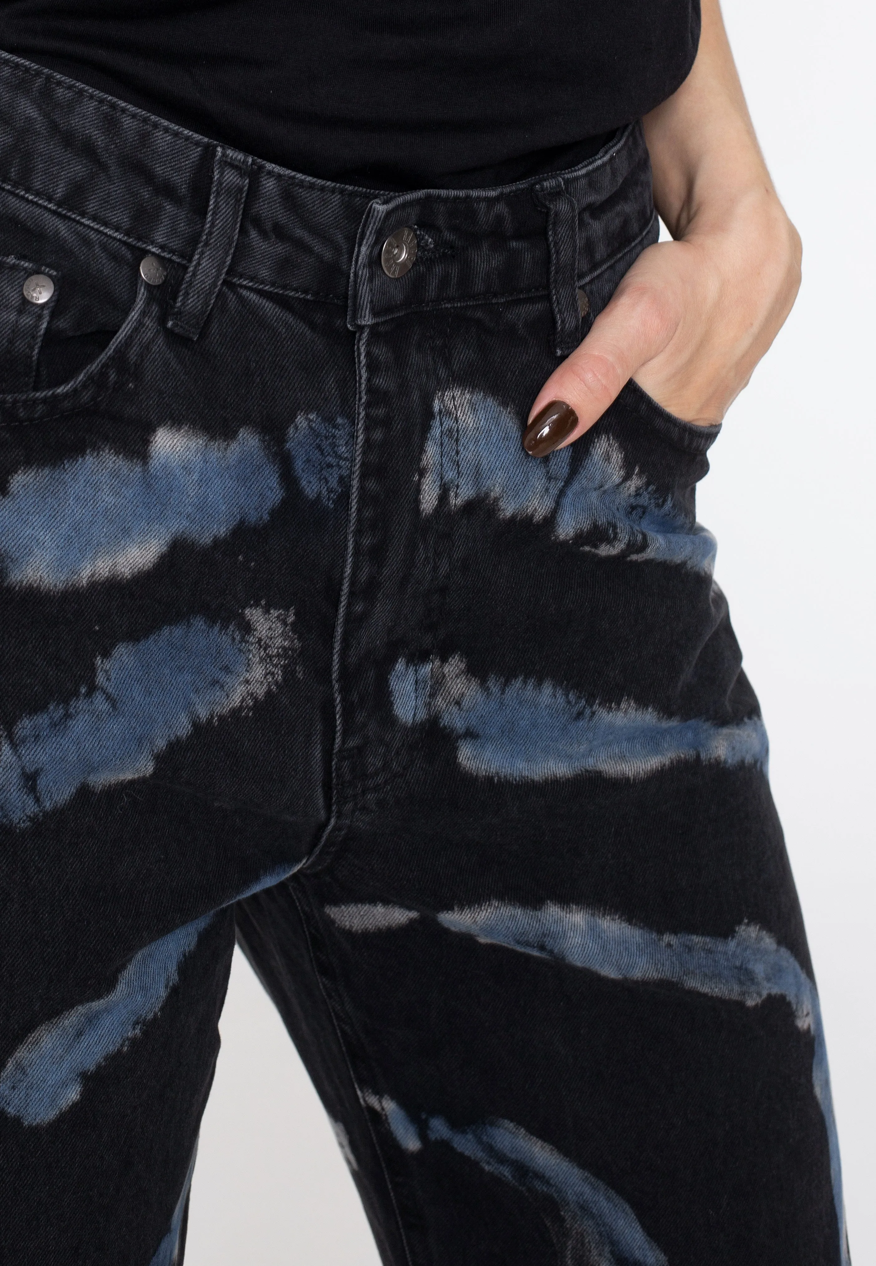 The Ragged Priest - Circle Tie Dye Dad Black/Blue - Jeans