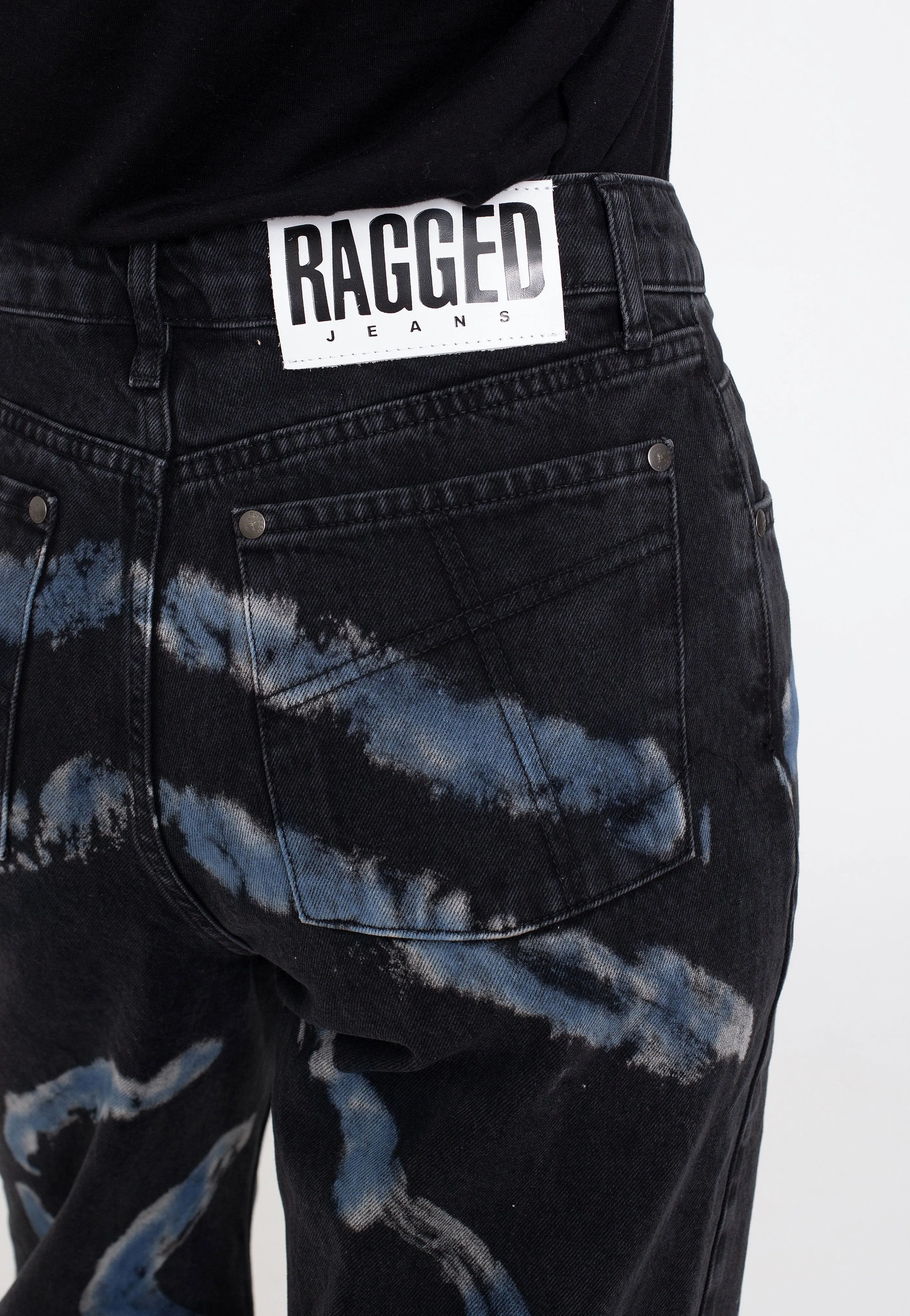 The Ragged Priest - Circle Tie Dye Dad Black/Blue - Jeans