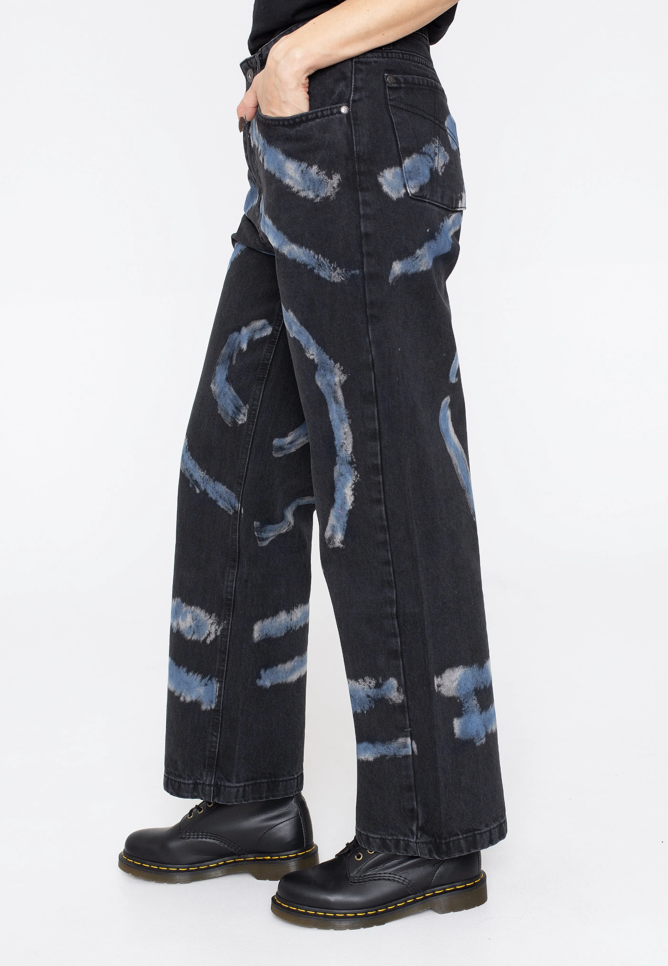 The Ragged Priest - Circle Tie Dye Dad Black/Blue - Jeans