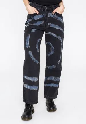 The Ragged Priest - Circle Tie Dye Dad Black/Blue - Jeans