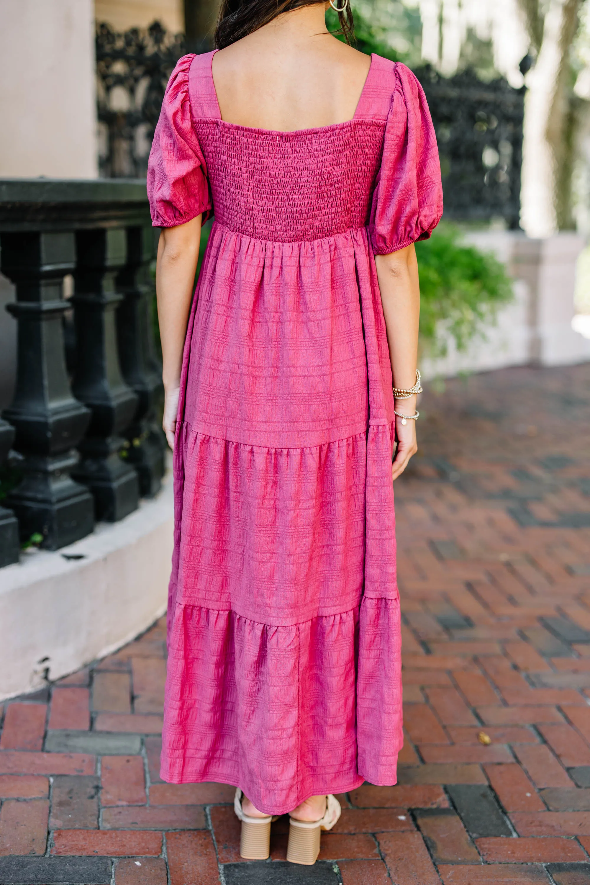 Think About It Wine Red Midi Dress