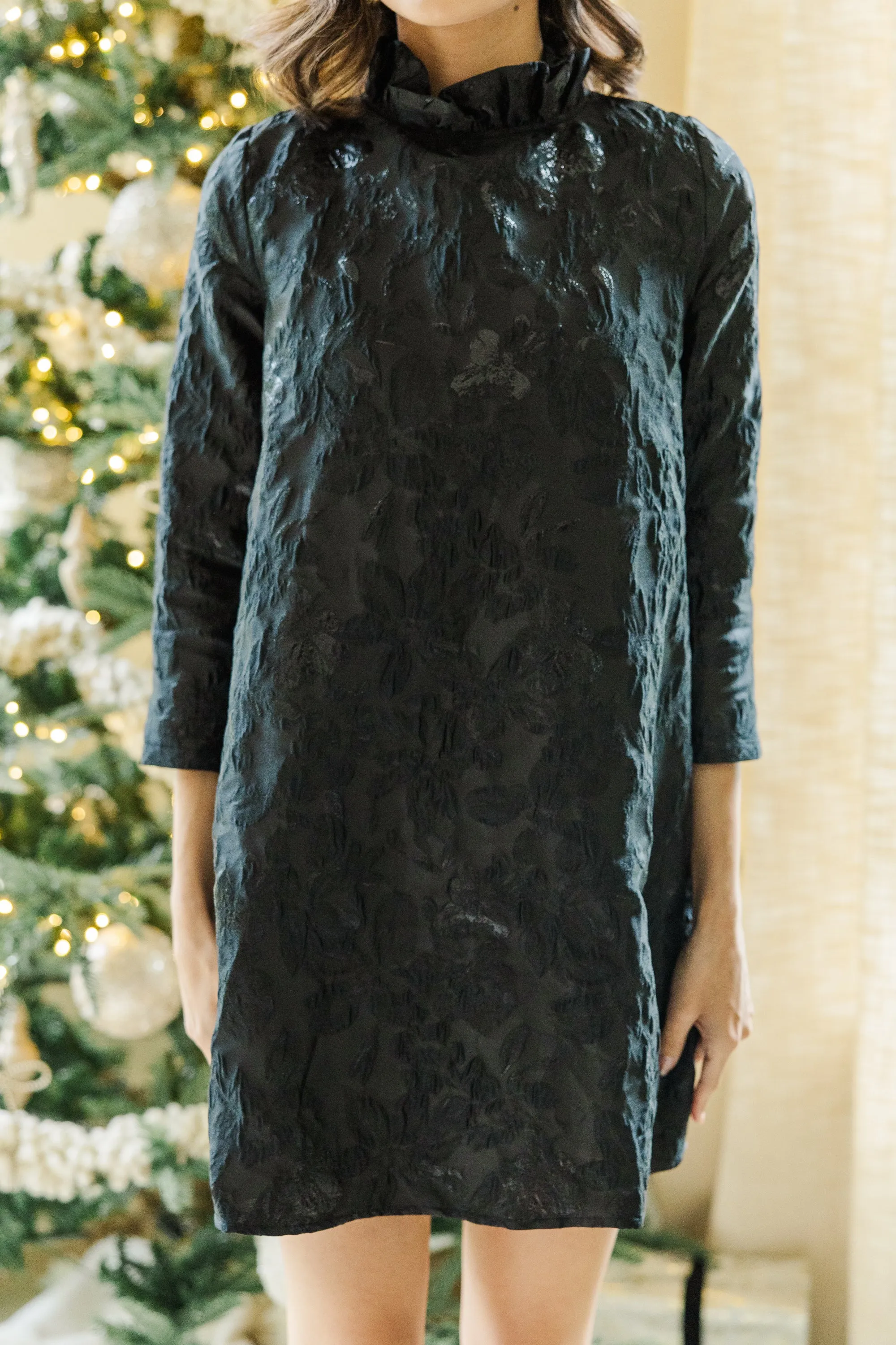 This Is It Black Brocade Swing Dress