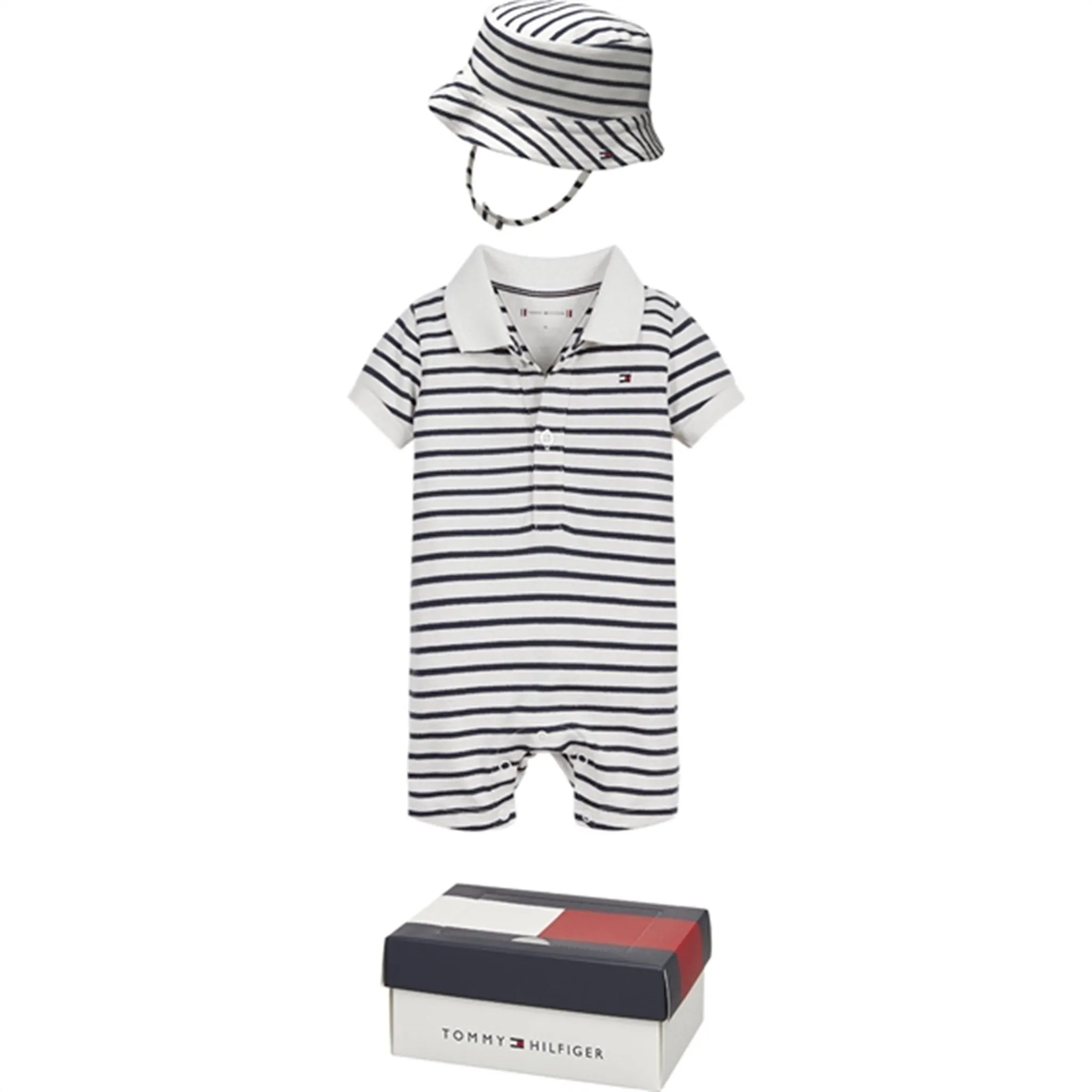 Tommy Hilfiger Baby Shortall White Twilight Navy Stripe