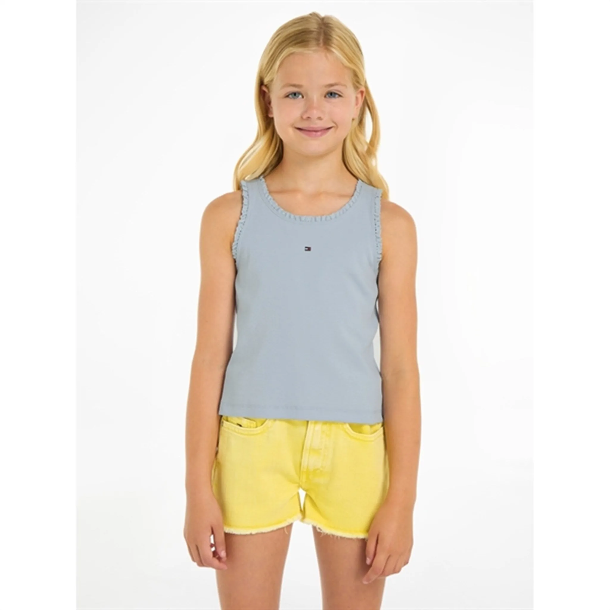 Tommy Hilfiger Essential Rib Lace Tank Top Breezy Blue
