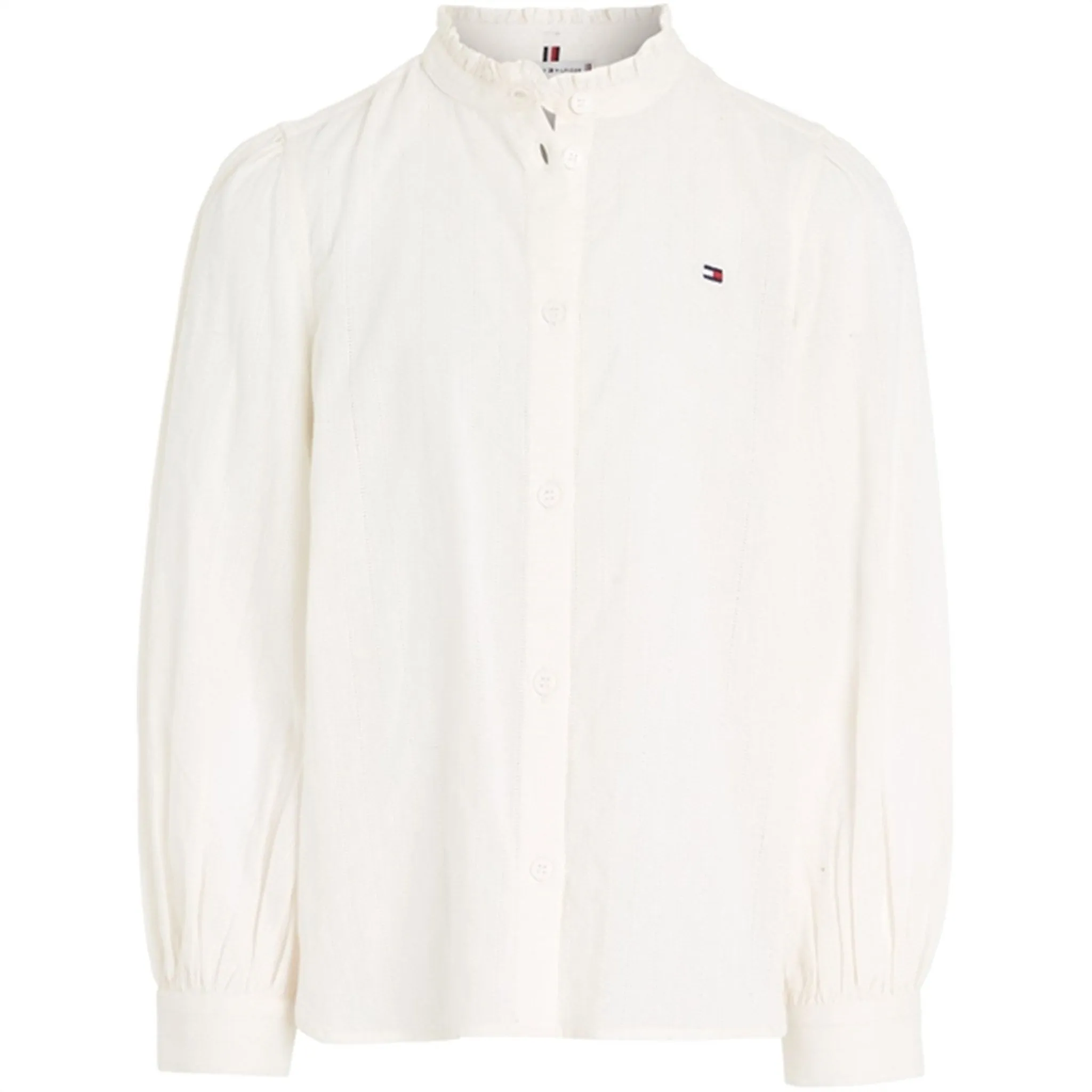 Tommy Hilfiger Ladder Lace Shirt with Frill Collar Ancient White