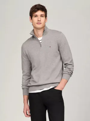 Tommy Hilfiger Solid Logo Quarter-Zip Sweater - Men