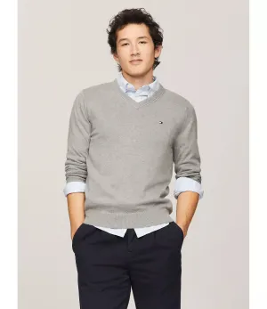 Tommy Hilfiger Solid Logo V-Neck Sweater - Men