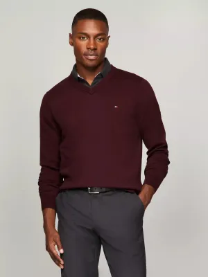 Tommy Hilfiger Solid Logo V-Neck Sweater - Men