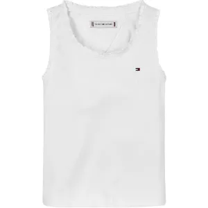 Tommy Hilfiger White Essential Rib Lace Tank Top