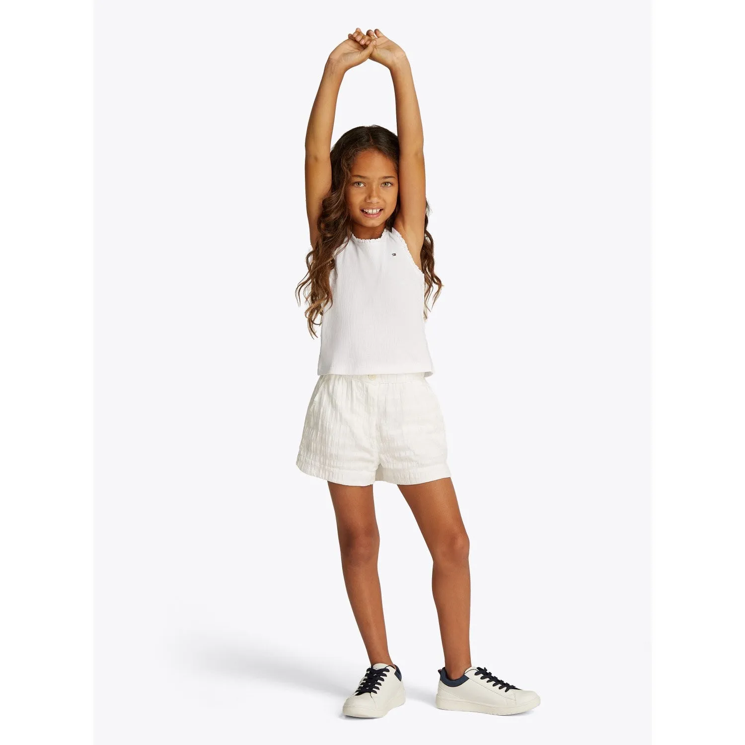 Tommy Hilfiger White Essential Rib Lace Tank Top