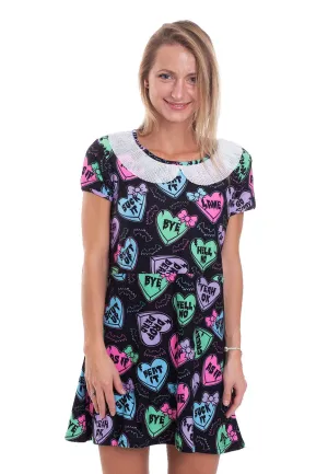 Too Fast - Creepy Candy Hearts Black - Dress