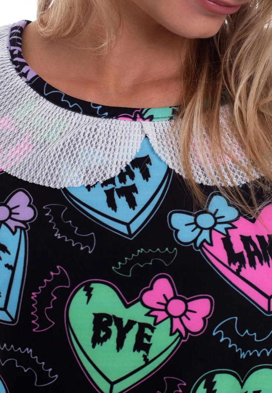 Too Fast - Creepy Candy Hearts Black - Dress