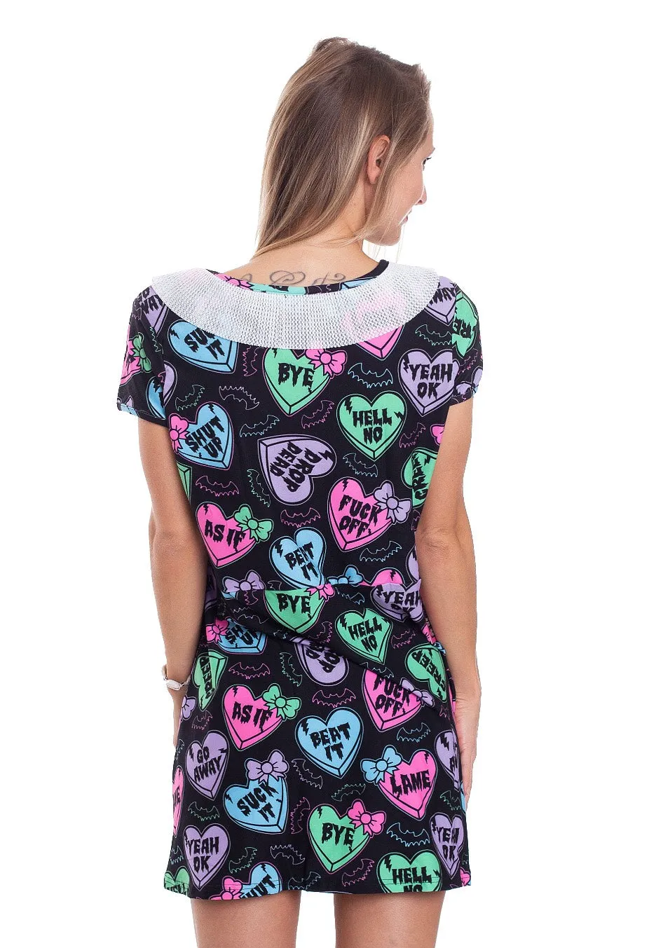 Too Fast - Creepy Candy Hearts Black - Dress