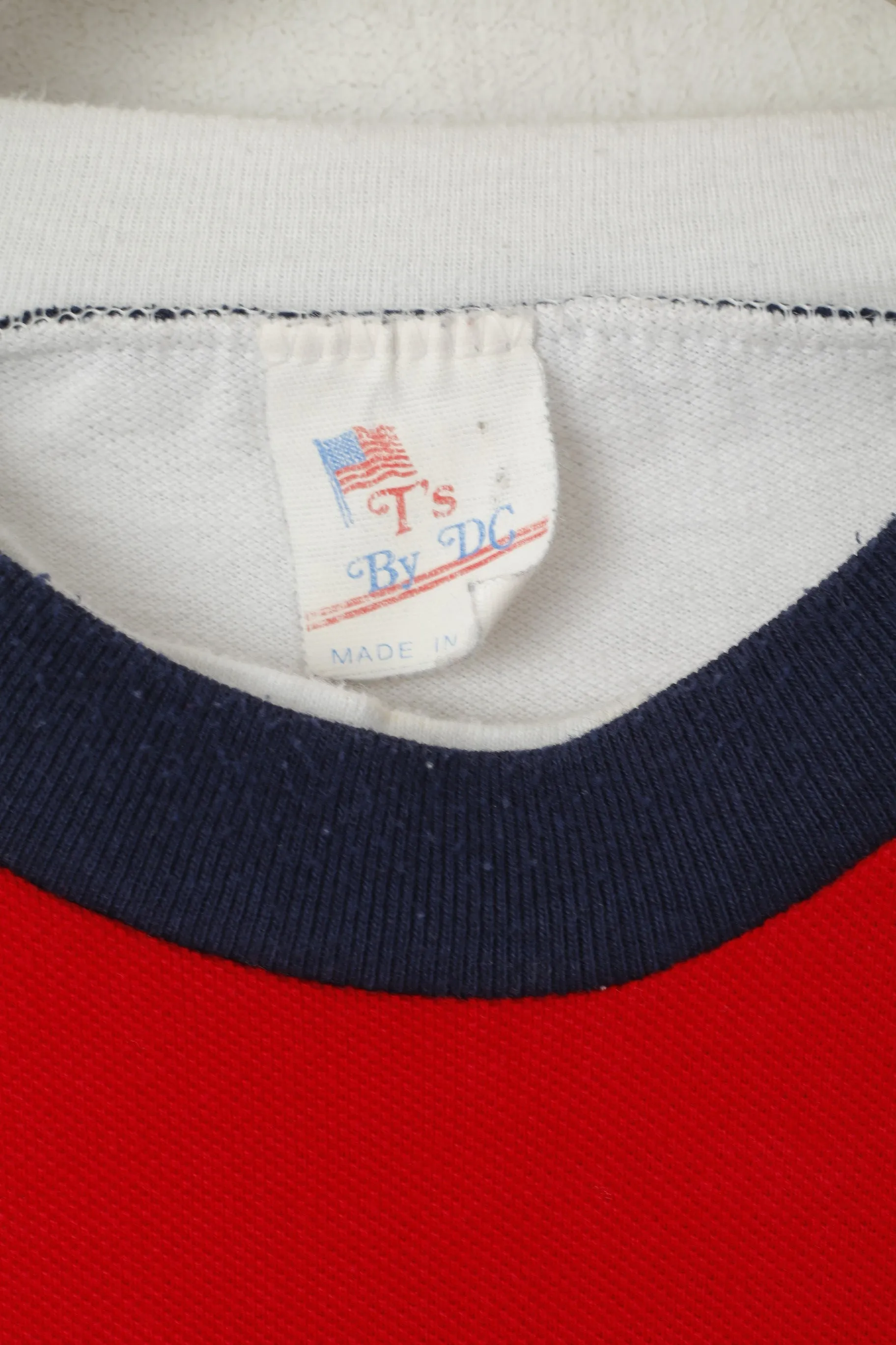 T's By DC Men XL Shirt White Striped Cotton USA Washington Crew Neck Top