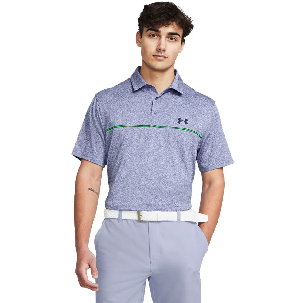Under Armour Playoff 3.0 Stripe Polo Shirt - Celeste/Vapor Green/Starlight