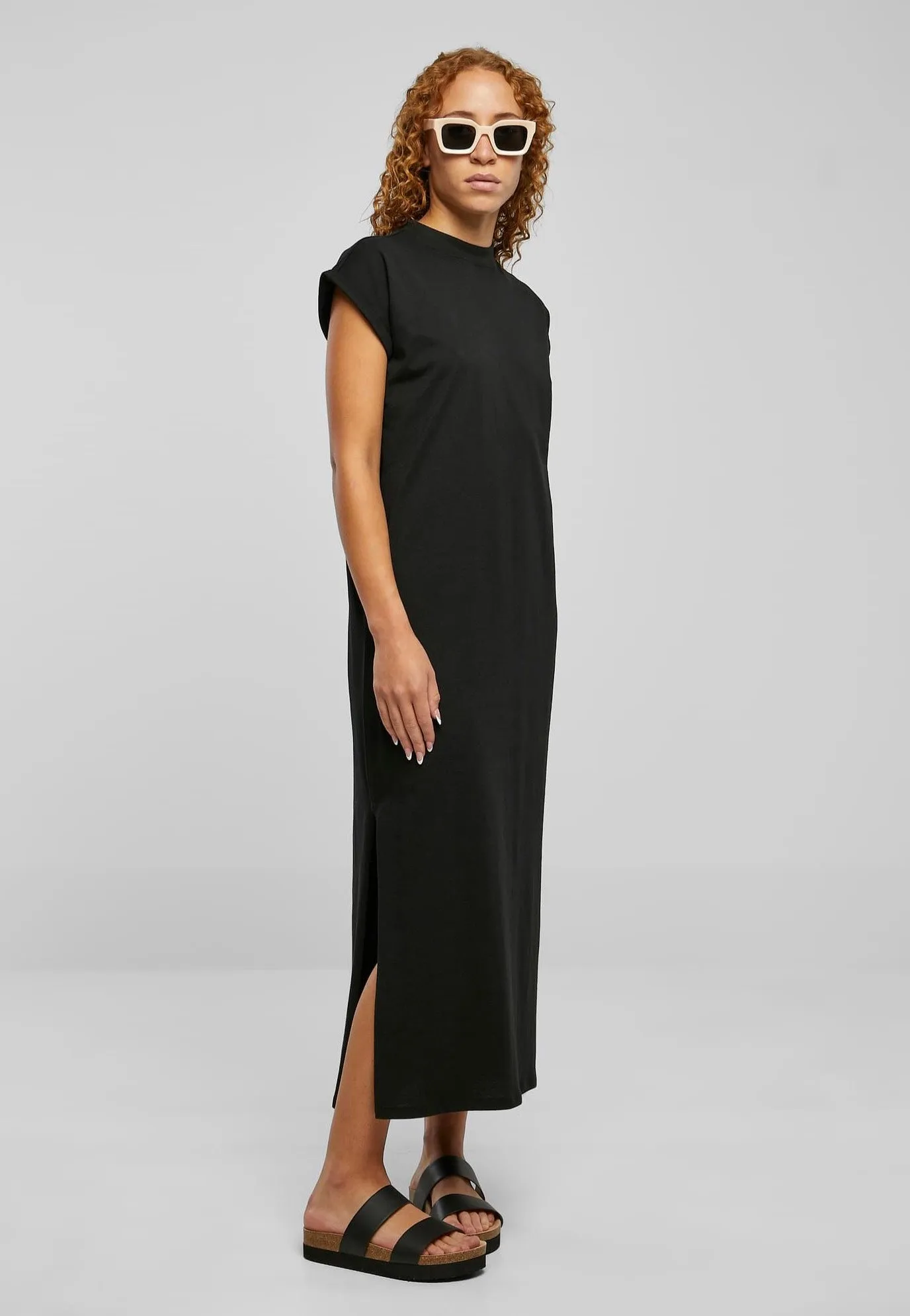 Urban Classics - Ladies Long Extended Shoulder Black - Dress