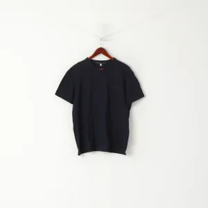Valentino Jeans Men XXL 54 (L) Shirt Navy 100% Cotton V Neck Classic Logo Plain Top