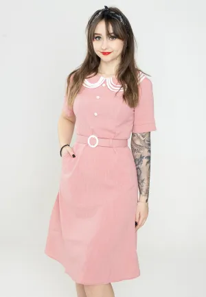 Voodoo Vixen - Layered Collar Belted Pink - Dress