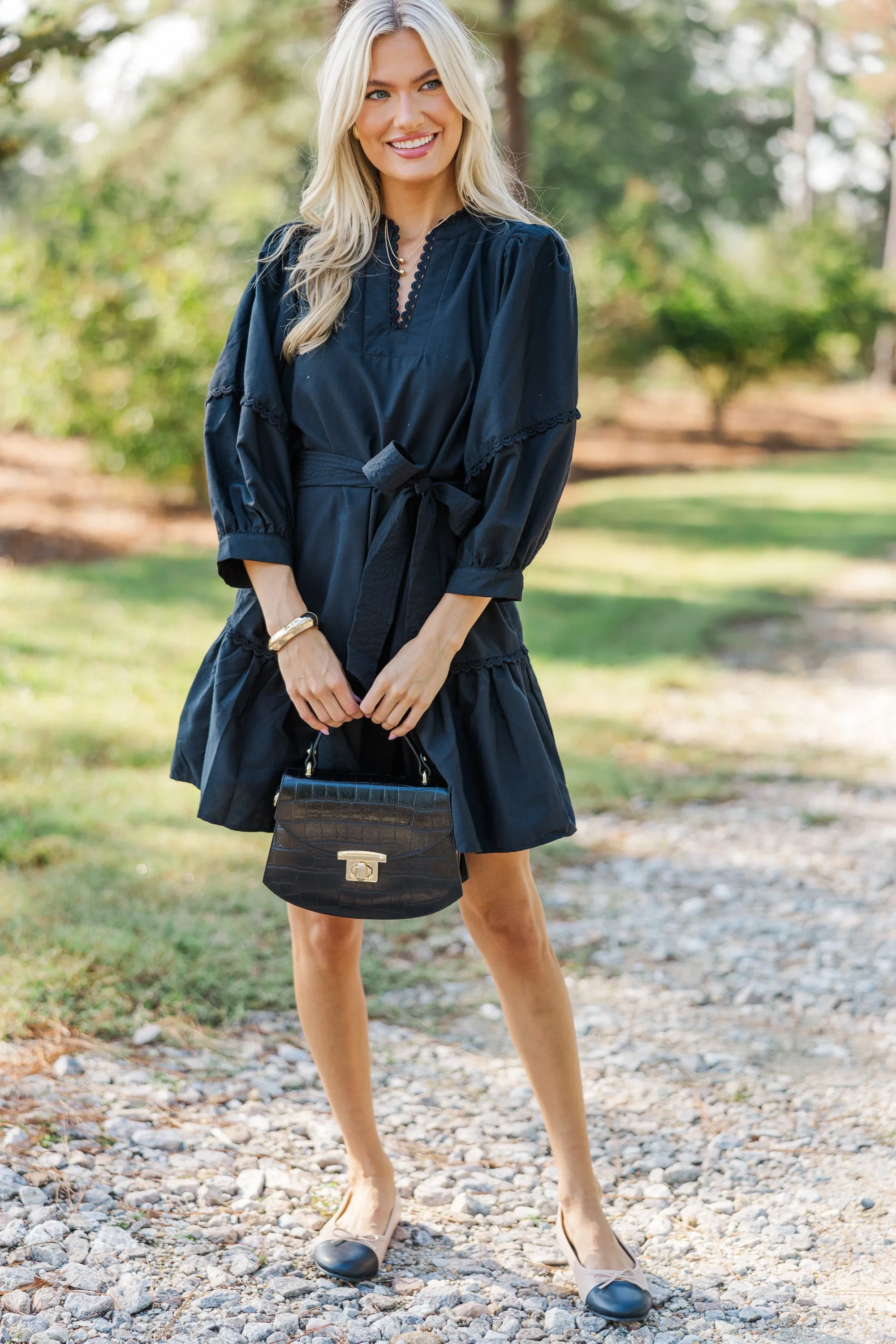 Want You Back Black Crochet Dress