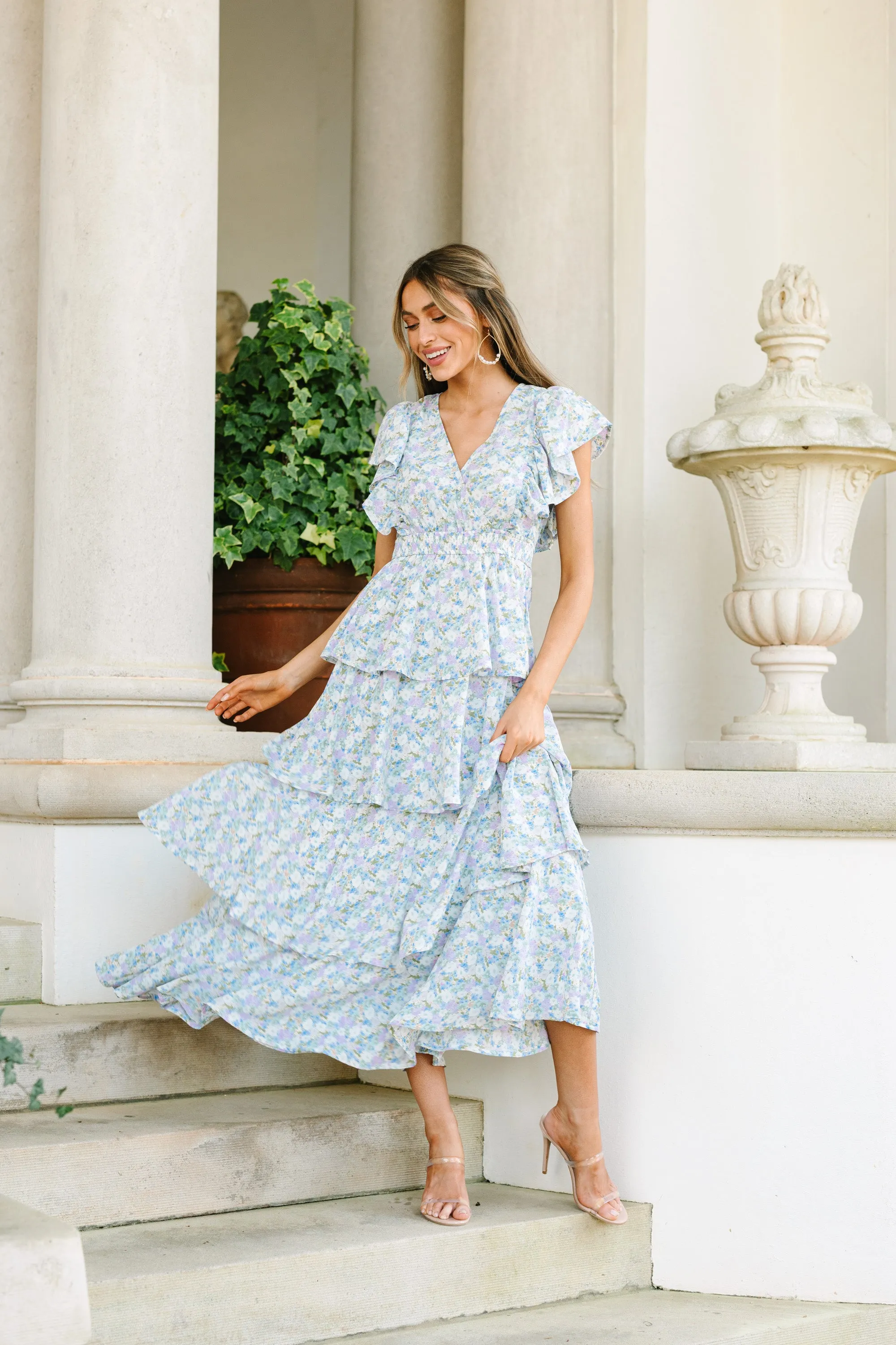 What's On Your Mind Blue Floral Maxi Dress