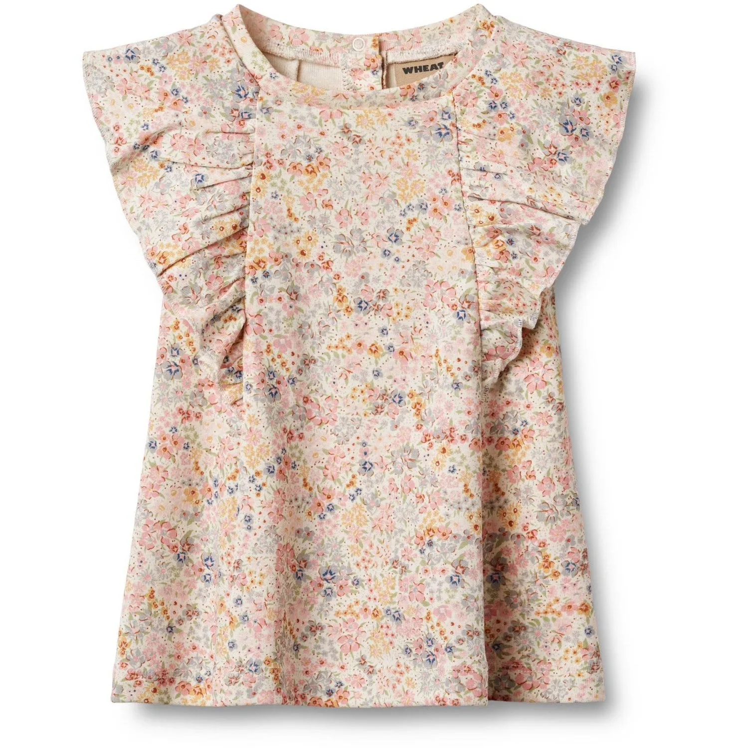 Wheat Bright Flowers Jersey Dress Ruffle Shirley