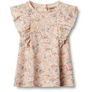 Wheat Bright Flowers Jersey Dress Ruffle Shirley