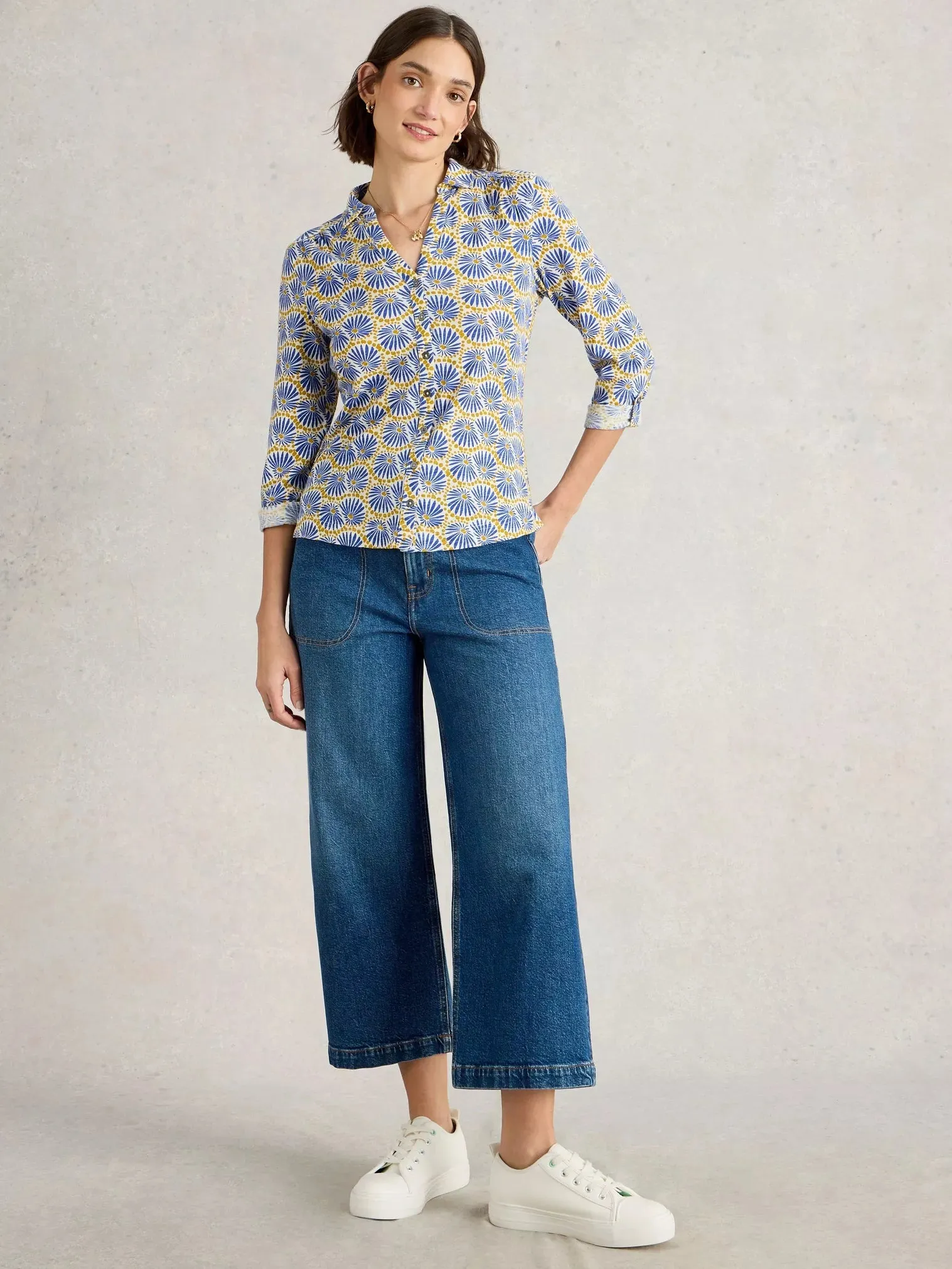 White Stuff Annie Mid-Sleeve Jersey Shirt