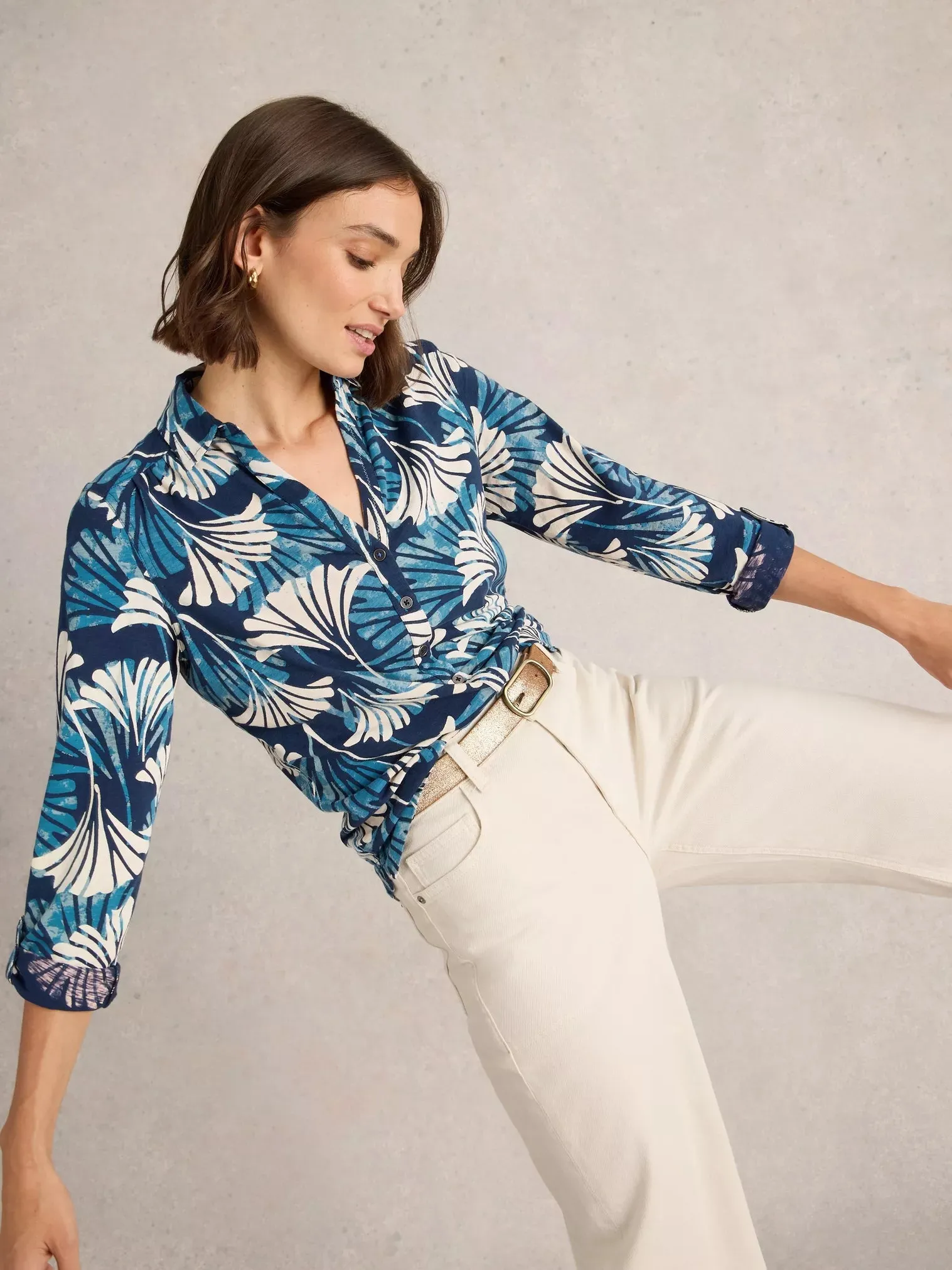 White Stuff Annie Mid-Sleeve Jersey Shirt