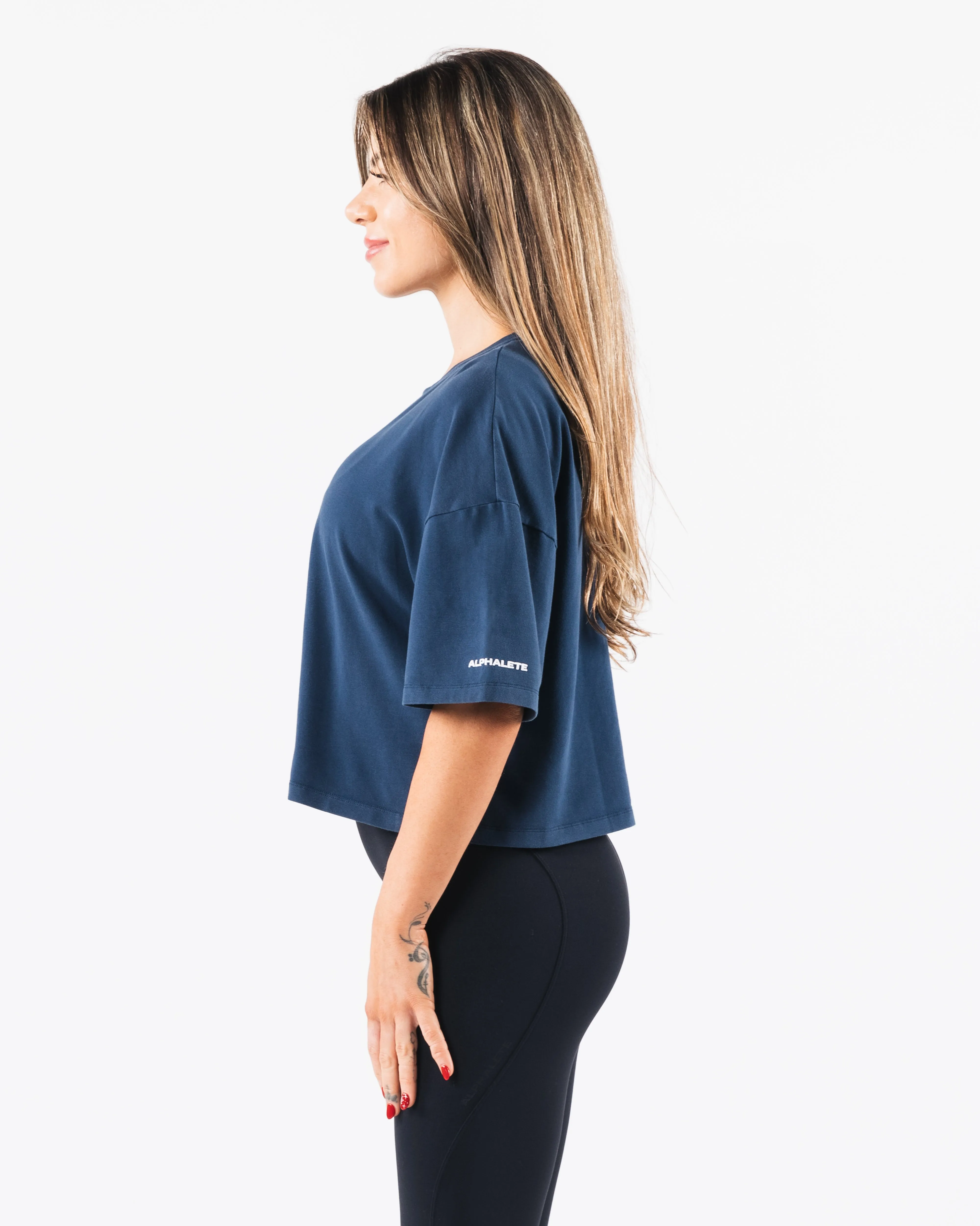 Wolf Crop Tee - Denim Alphalete Athletics