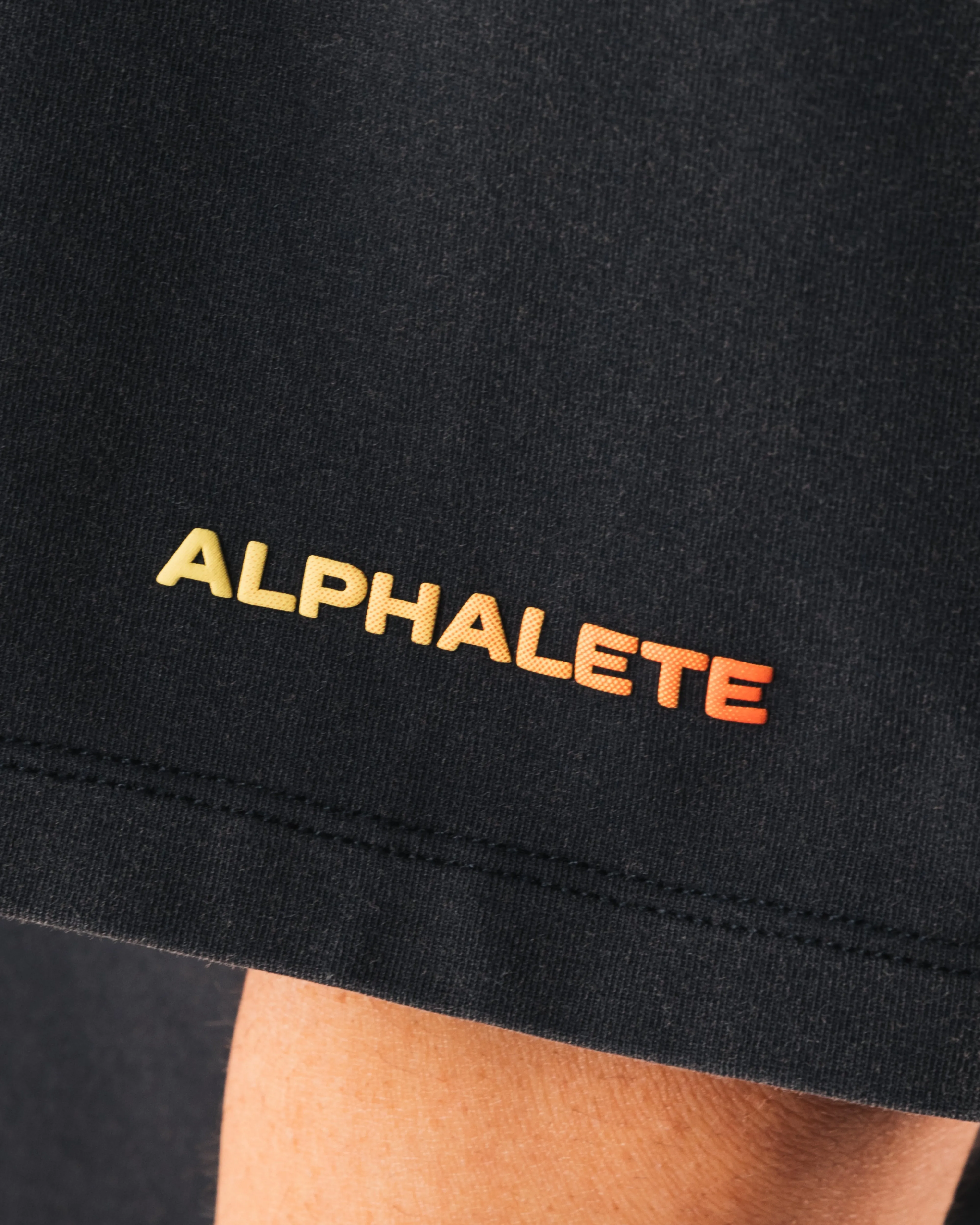 Wolf Crop Tee - Washed Black / Orange Alphalete Athletics