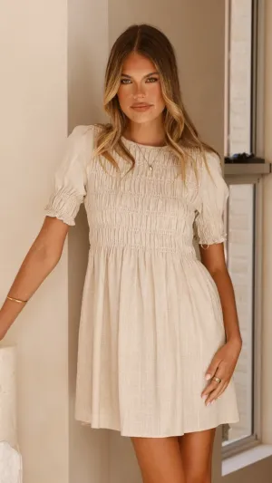 Yana Mini Dress - Beige Billy J