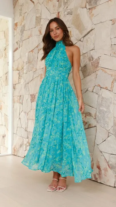 Zahava Maxi Dress - Green Floral Billy J