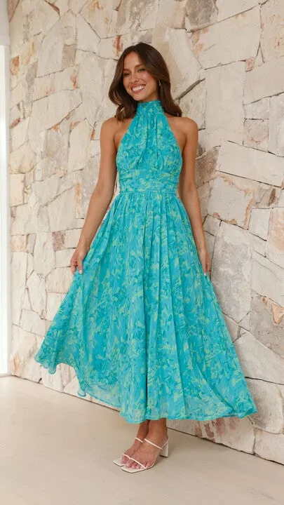 Zahava Maxi Dress - Green Floral Billy J