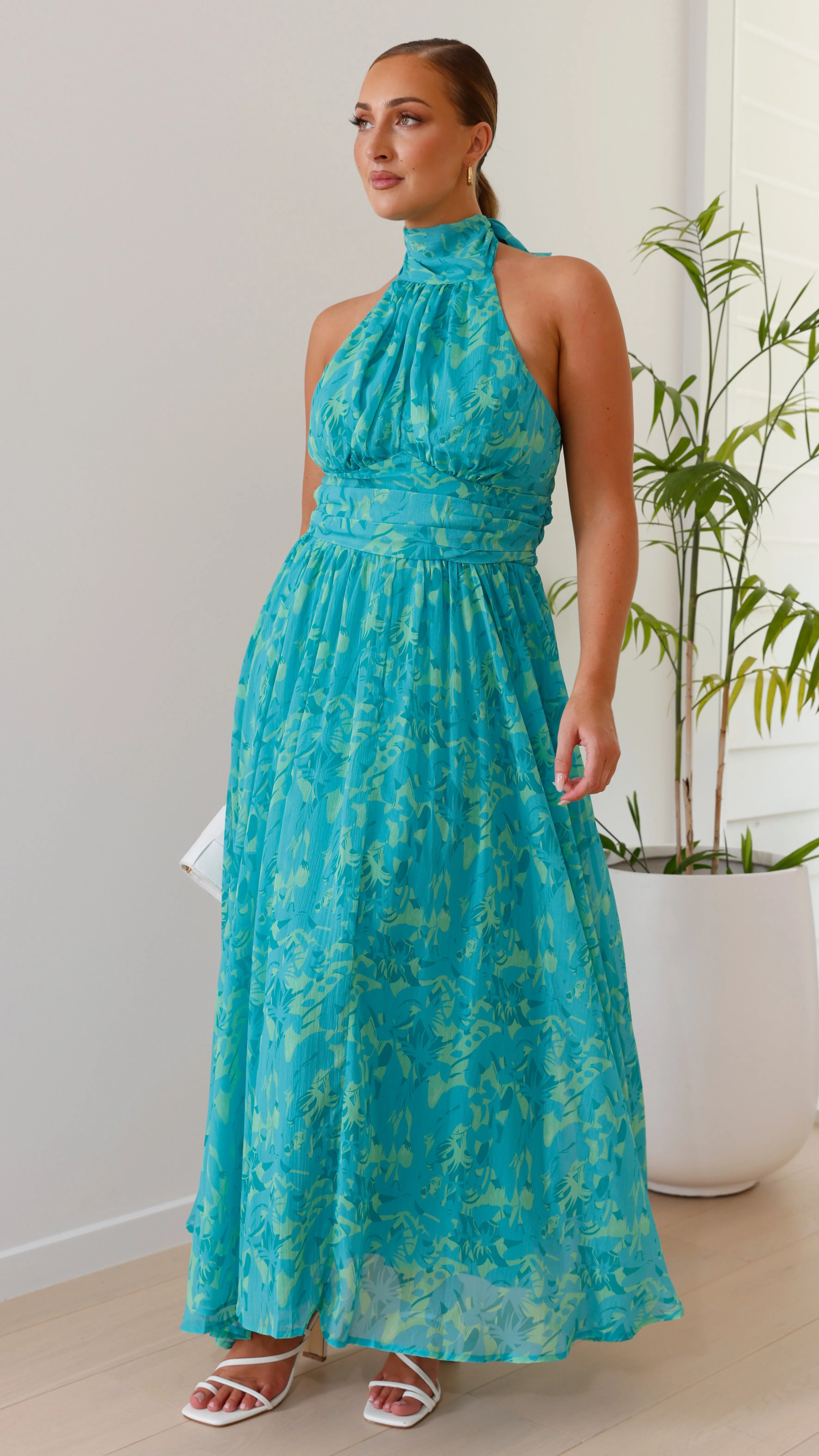 Zahava Maxi Dress - Green Floral Billy J