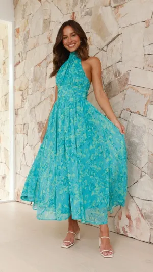 Zahava Maxi Dress - Green Floral Billy J